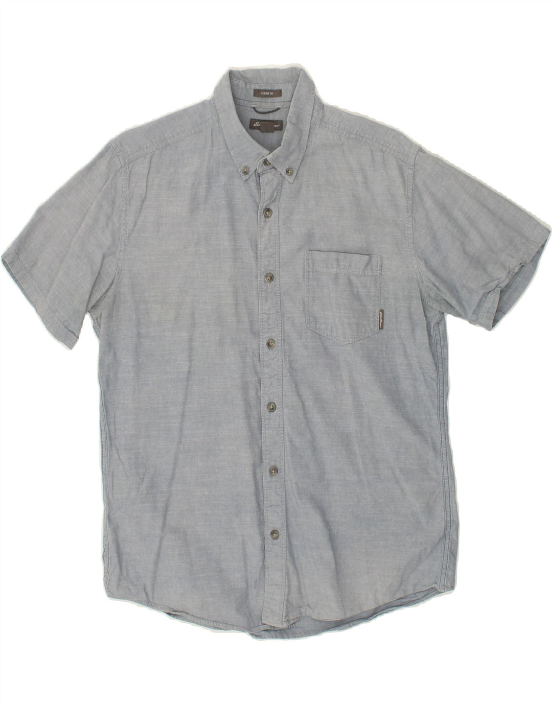 EDDIE BAUER Mens Classic Fit Short Sleeve Shirt Medium Blue Cotton Vintage Eddie Bauer and Second-Hand Eddie Bauer from Messina Hembry 