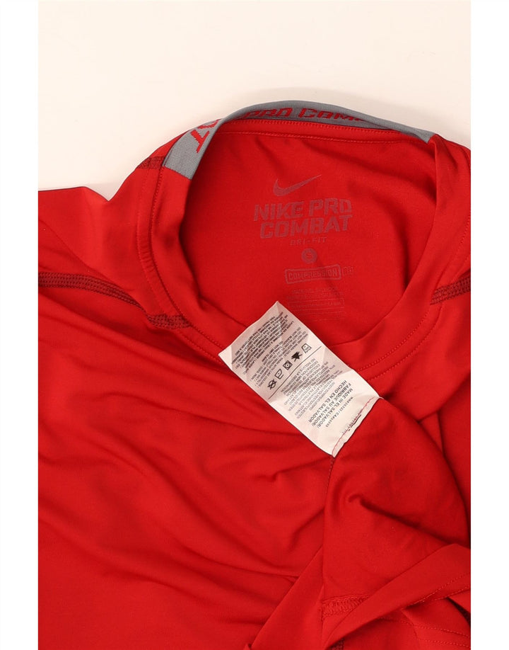 NIKE Mens Dri Fit Top Long Sleeve Small Red Polyester Vintage Nike and Second-Hand Nike from Messina Hembry 