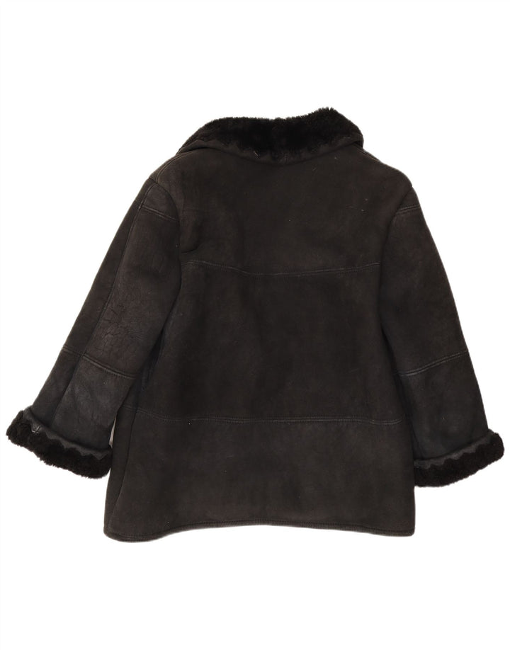 Damska kurtka shearling w stylu vintage IT 44 Średni czarny shearling