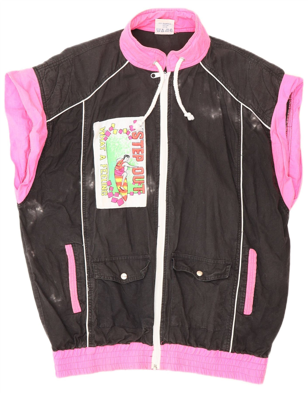 Damska kurtka dresowa VINTAGE z grafiką UK 18 XL w kolorze czarnym