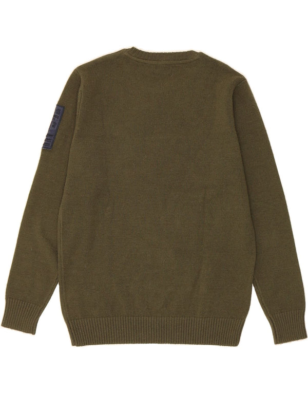 AVIREX Womens Crew Neck Jumper Sweater UK 14 Medium Khaki Polyacrylic