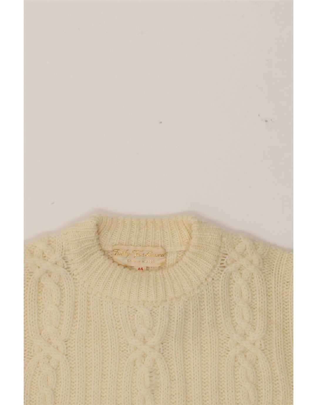 VINTAGE Womens Crew Neck Jumper Sweater IT 44 Medium Off White Wool Vintage Vintage and Second-Hand Vintage from Messina Hembry 