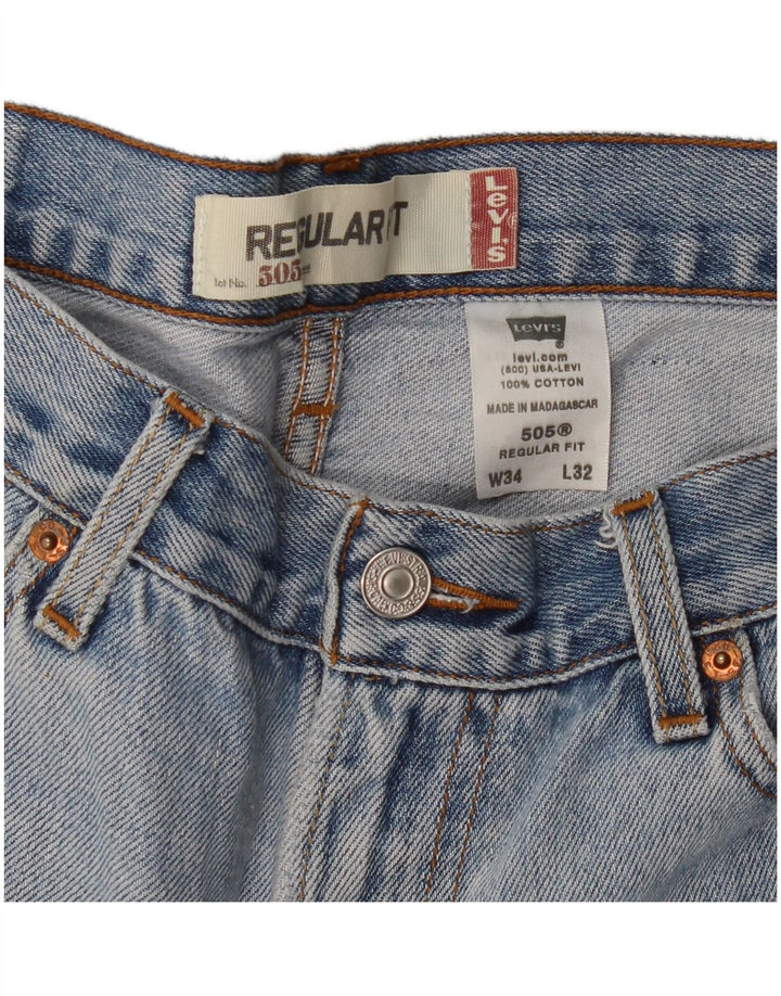 Męskie jeansy LEVI'S 505 o regularnym kroju W34 L32, niebieska bawełna