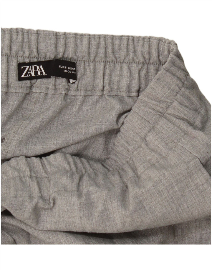 Proste, przycięte spodnie Zara, małe, W26 L24, szare