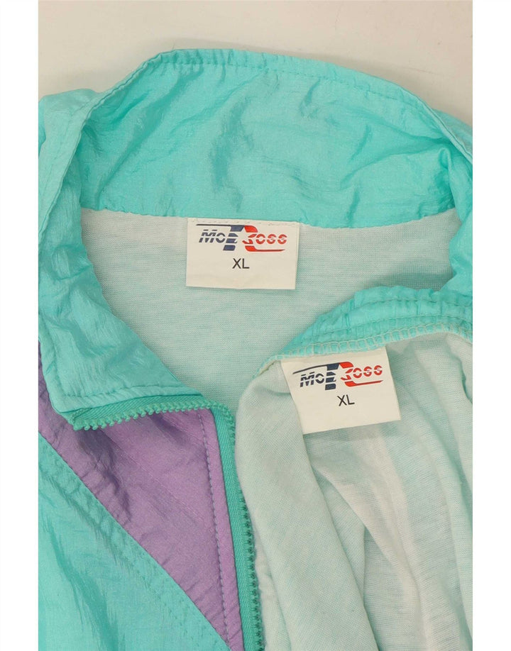 Męski pełny dres MC Ross XL, turkusowy nylon z blokami kolorów