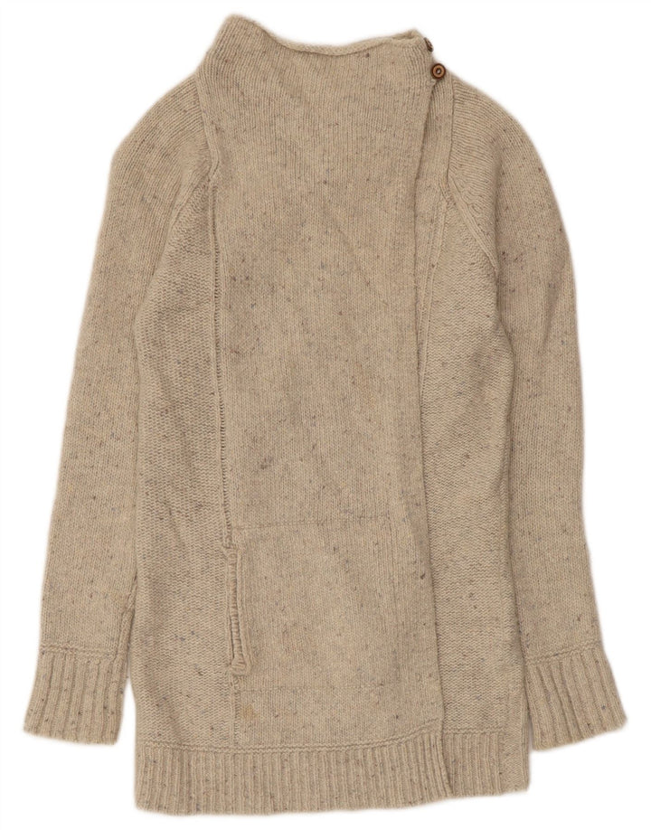 Damski sweter rozpinany White Stuff UK 8, mały, beżowy, nakrapiany