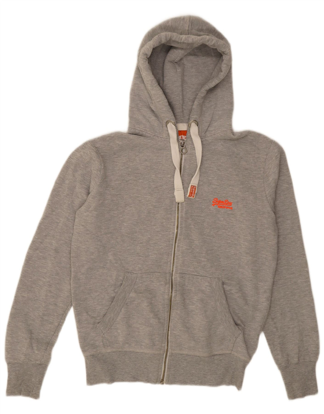 Męski sweter z kapturem i zamkiem Superdry Średnioszary, bawełniany w cętki