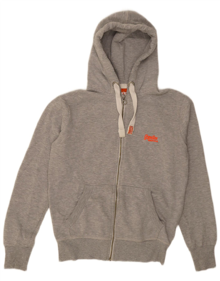 Męski sweter z kapturem i zamkiem Superdry Średnioszary, bawełniany w cętki
