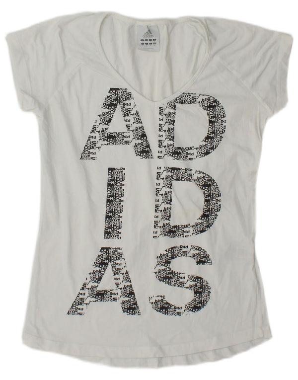 Damska koszulka graficzna Adidas Top UK 10 Small White Cotton