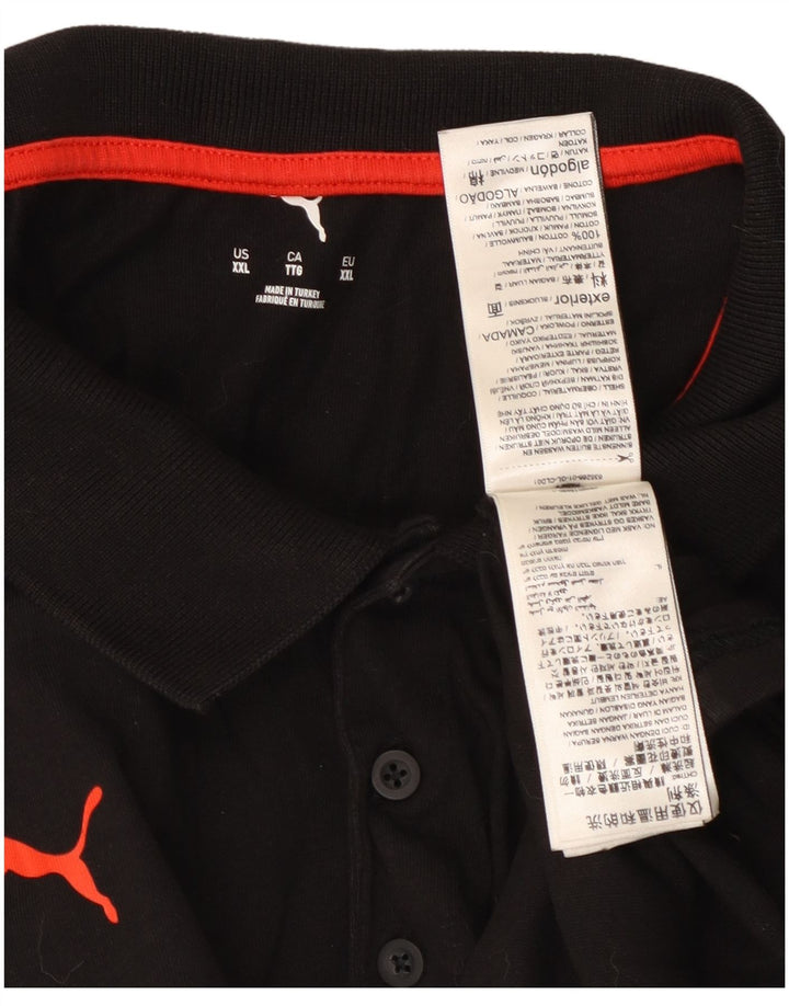Męska koszulka polo z grafiką PUMA 2XL, czarna, bawełniana