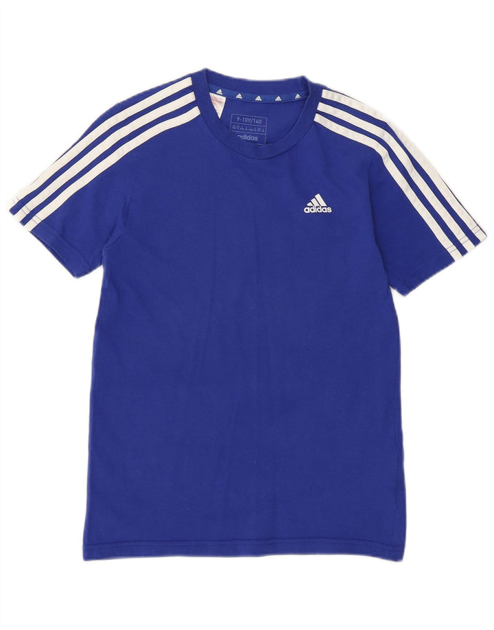 Adidas Boys T-Shirt Top 9-10 Years Blue Cotton