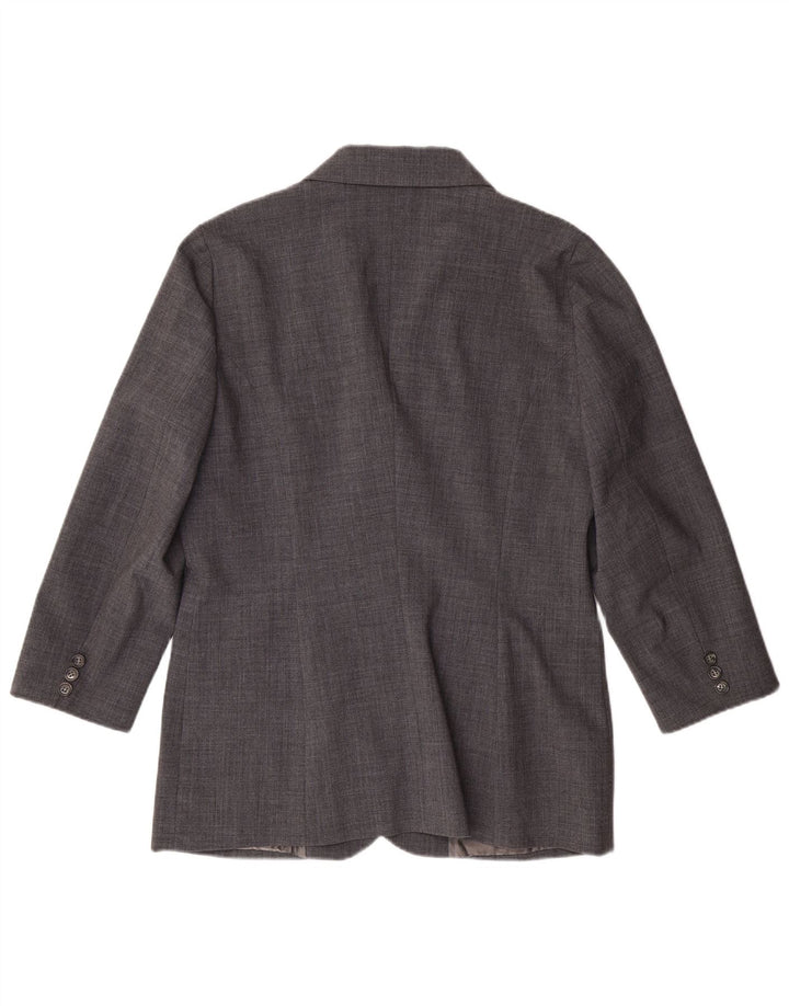 BENETTON Womens 3 Button Blazer Jacket IT 46 Large Grey Polyester