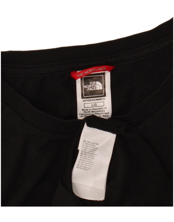 Męski graficzny top The North Face z długim rękawem, duży, czarny, bawełniany