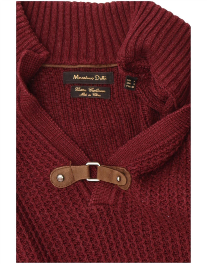 Męski sweter z golfem Massimo Dutti, mały, bordowy, bawełniany