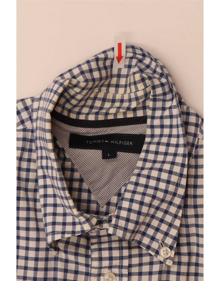 Koszula męska Tommy Hilfiger, duża, niebieska bawełniana kratka