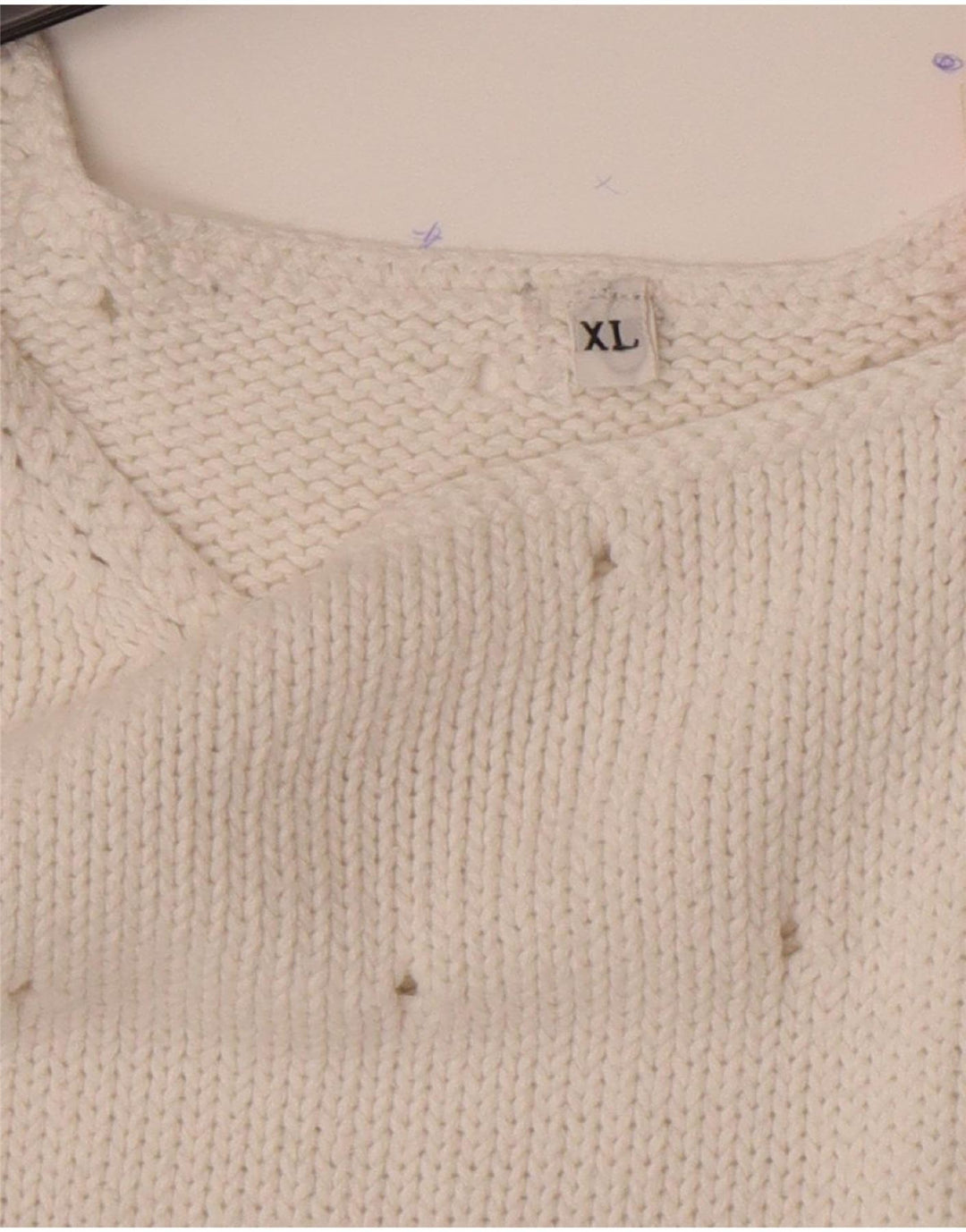 Sweter damski w stylu vintage z dekoltem w łódkę UK 18 XL, biały