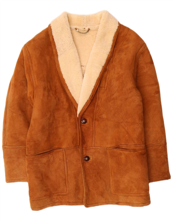 Vintage męska kurtka shearling IT 56 2XL brązowa