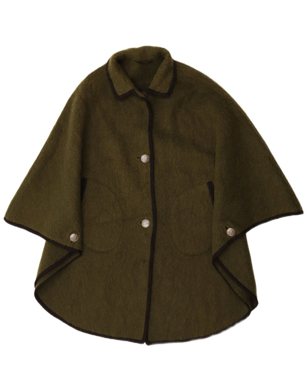 Vintage damski oversize'owy płaszcz ponczo IT 48 XL, zielona nowa wełna