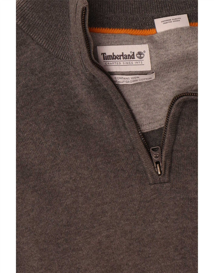 Męski sweter z zamkiem błyskawicznym Timberland, mały, szary, bawełniany