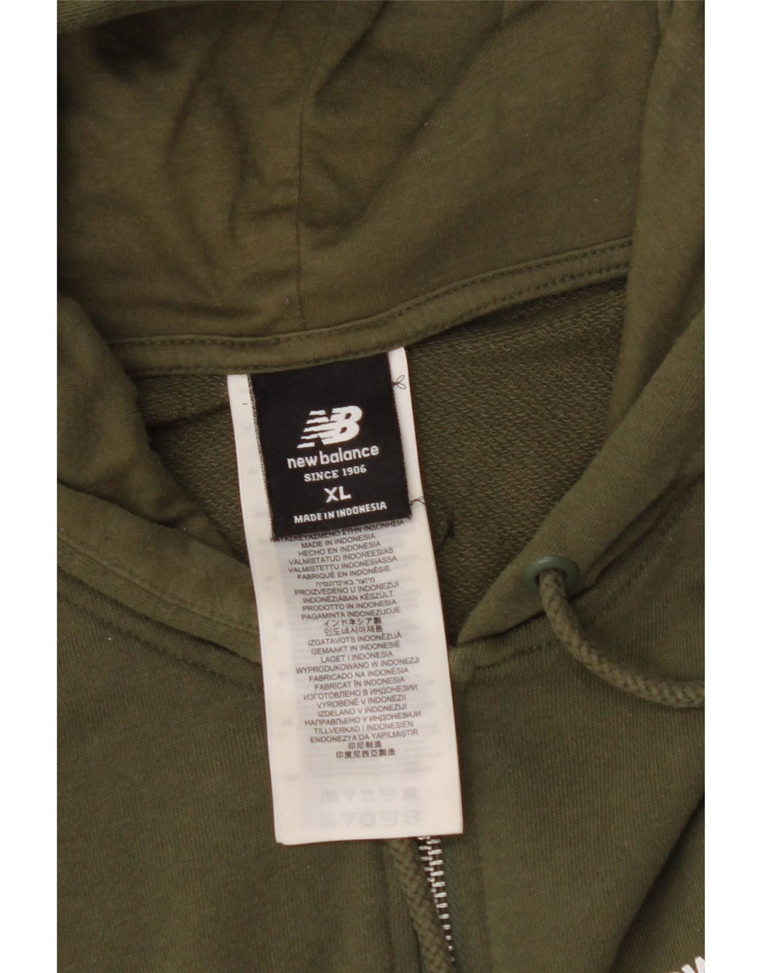 Męski sweter z kapturem i zamkiem NEW BALANCE XL, bawełniany khaki