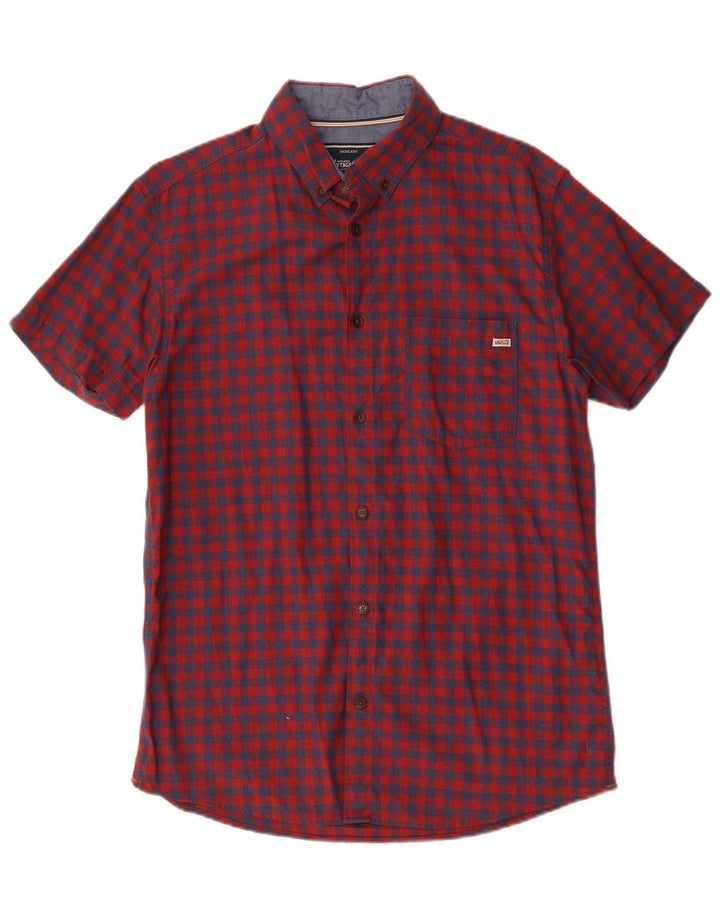Męska koszula z krótkim rękawem Jack & Jones, duża, czerwona bawełniana kratka