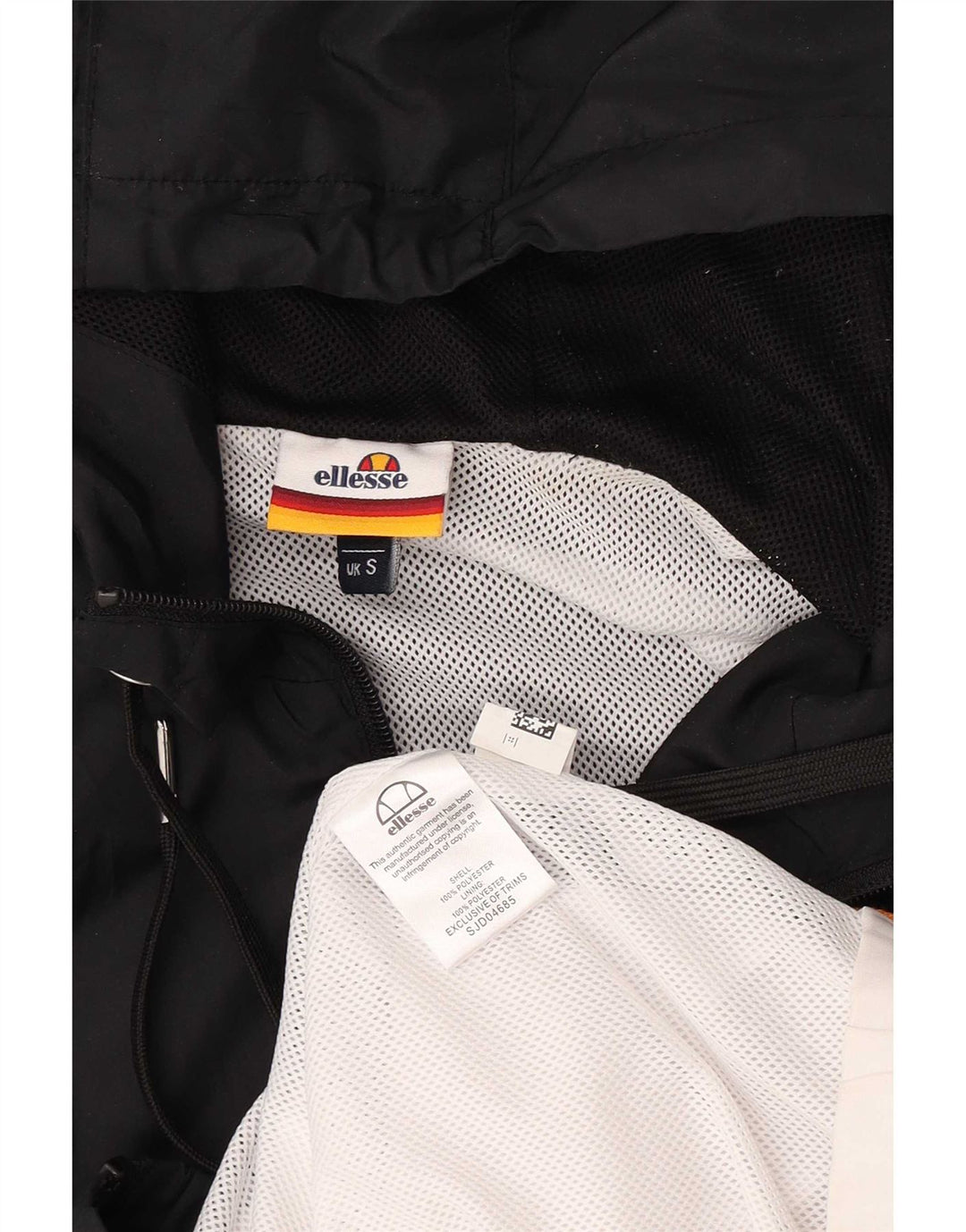 Męska kurtka dresowa z kapturem i grafiką Ellesse, mała, czarna, z blokami kolorów