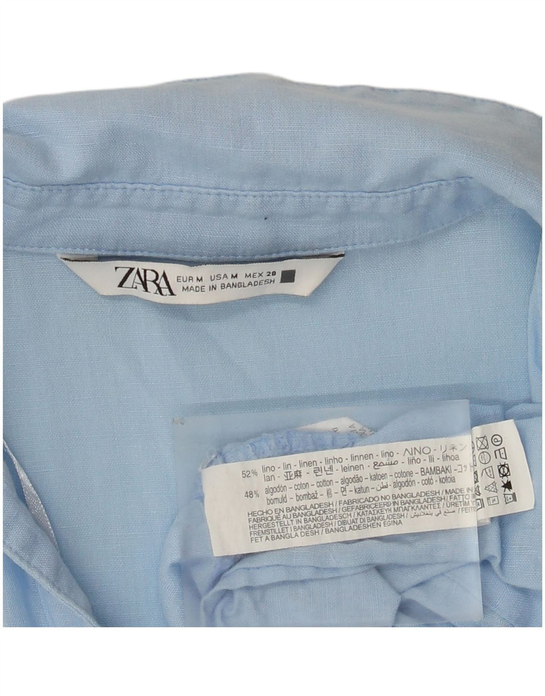 Warstwowa sukienka damska Zara UK 14, średnioniebieska, lniana