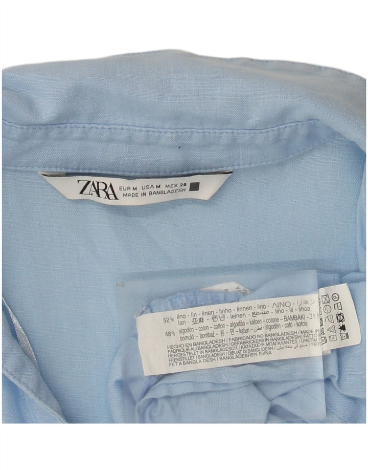 Warstwowa sukienka damska Zara UK 14, średnioniebieska, lniana