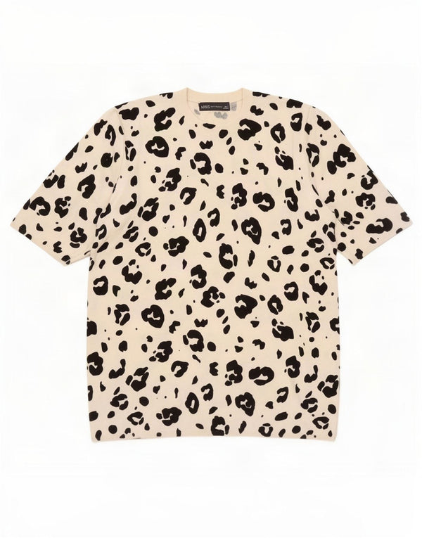 T-shirt damski Marks & Spencer Top UK 16, duży, biały, wiskoza z nadrukiem zwierzęcym