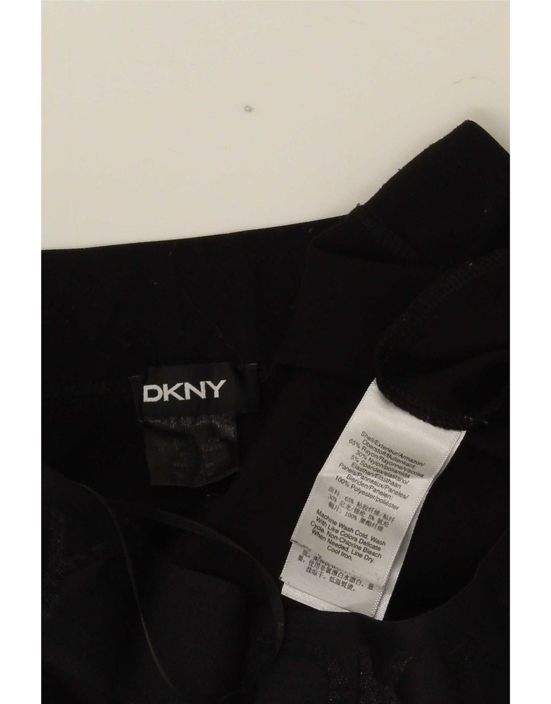 Damskie spodnie Dkny Graphic, przycięte, duże W32 L24, czarne, ze sztucznego jedwabiu