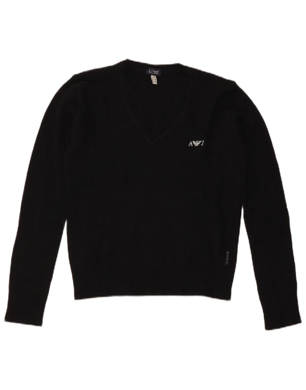 Damski sweter Armani Jeans z dekoltem w kształcie litery V, UK 12, średni czarny
