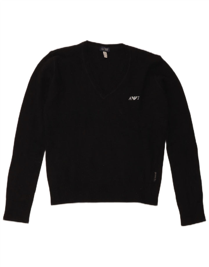Damski sweter Armani Jeans z dekoltem w kształcie litery V, UK 12, średni czarny