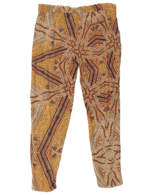 ZARA Womens Slim Casual Trousers XS W24 L27 Yellow Paisley