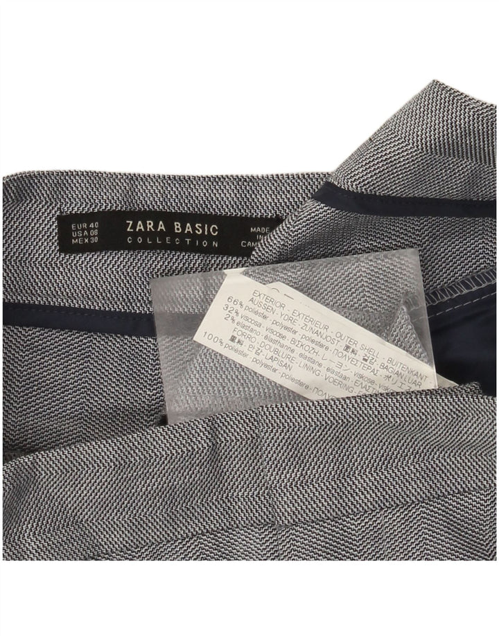 Damskie spodnie garniturowe Zara EU 40 Medium W30 L27 Szary poliester w jodełkę