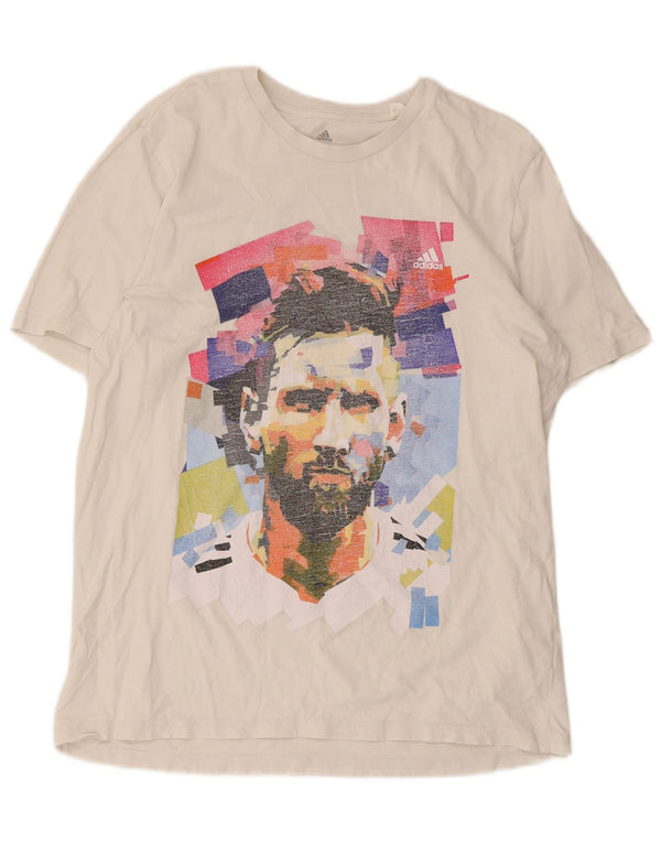 Męska koszulka z grafiką Adidas MESSI, duża, biała, bawełniana