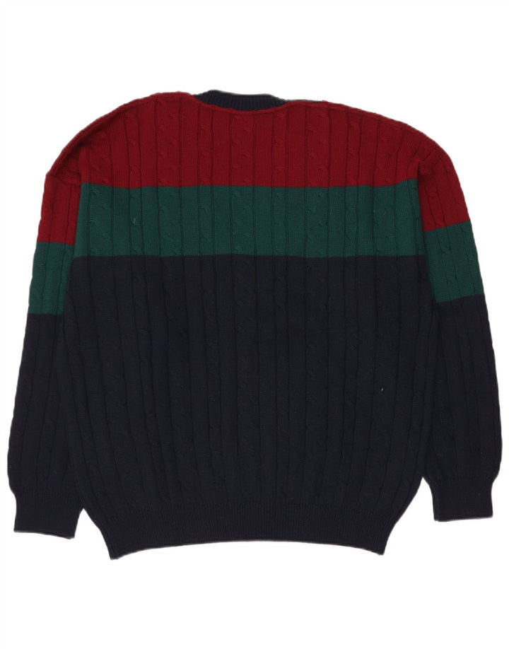 IL GRANCHIO Męski sweter z dekoltem w kształcie litery V, XL, wielobarwny, z blokami kolorów