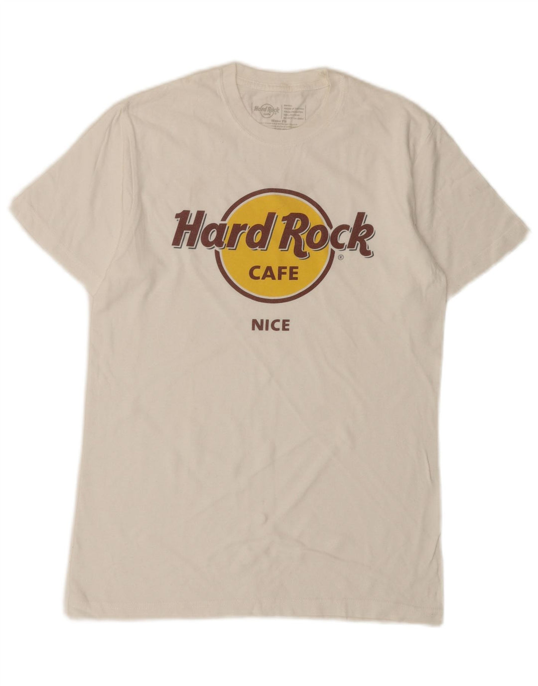 Hard Rock Cafe Męski T-shirt z ładną grafiką, mały, biały, bawełniany