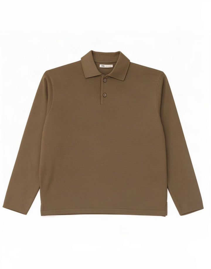 Męski sweter z golfem Zara, średni khaki, wiskoza