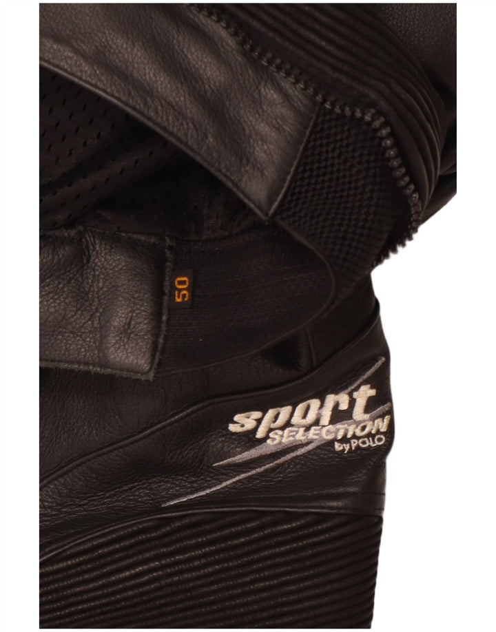 Męskie spodnie skórzane POLO Moto Racer IT 50 Large W30 L29 Czarna skóra