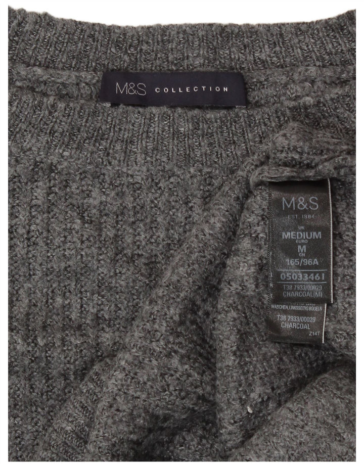 Marks & Spencer Damski sweter z dekoltem w łódkę, UK 14, średni szary, nakrapiany