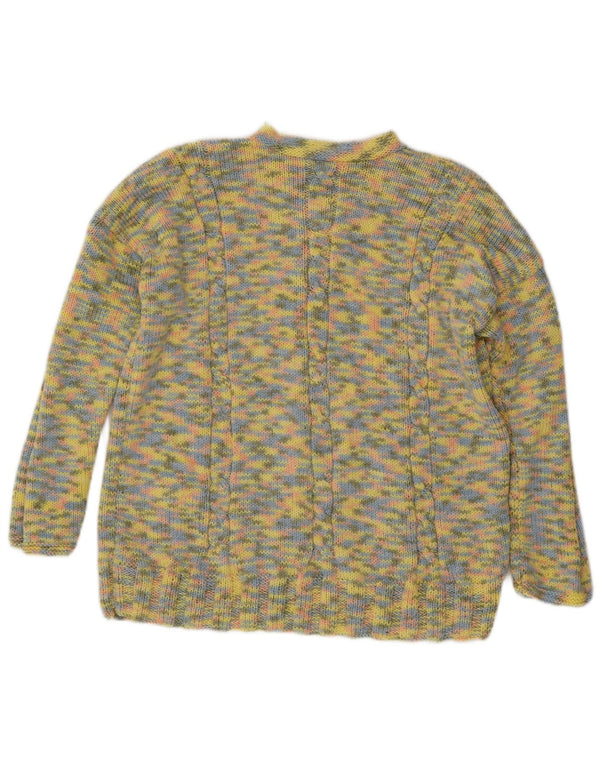 Sweter damski w stylu vintage z golfem UK 14, duży, żółty nakrapiany