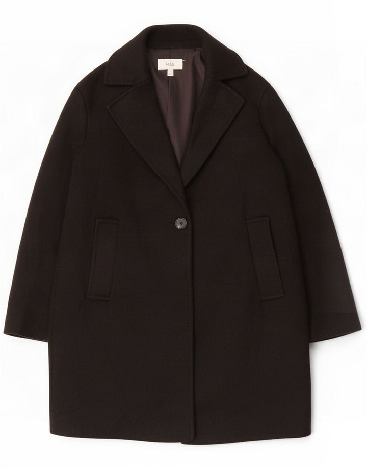 Marks & Spencer Damski płaszcz oversize UK 10, mały, czarny, poliester