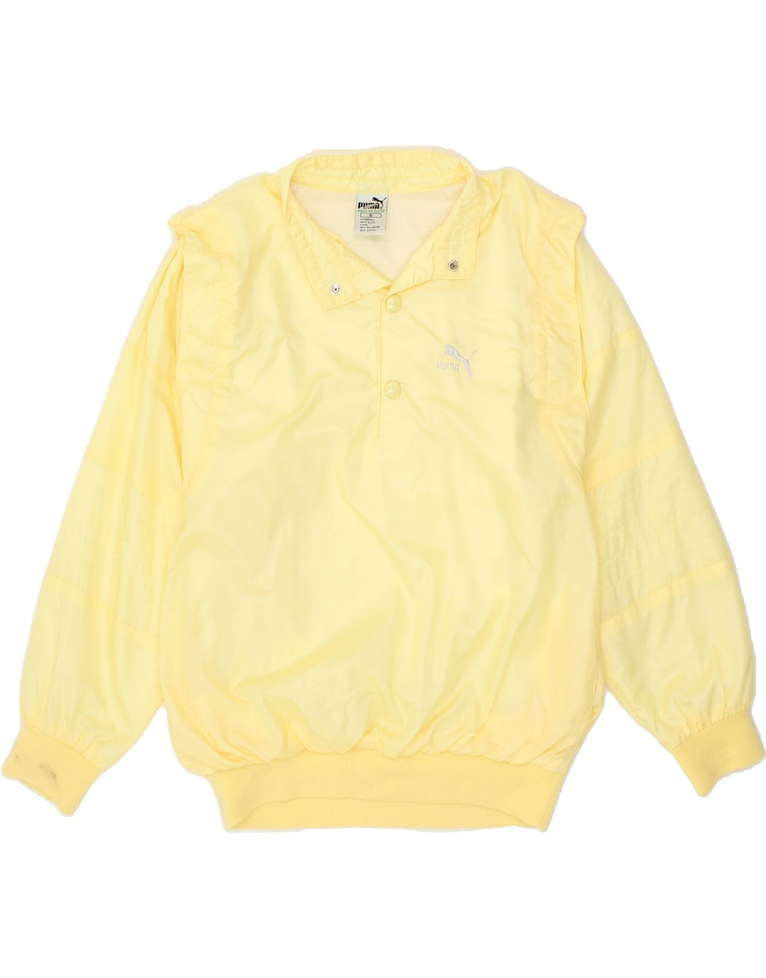 PUMA Womens Oversized Button Neck Pullover Tracksuit Top UK 6 XS Yellow Vintage Puma and Second-Hand Puma from Messina Hembry 