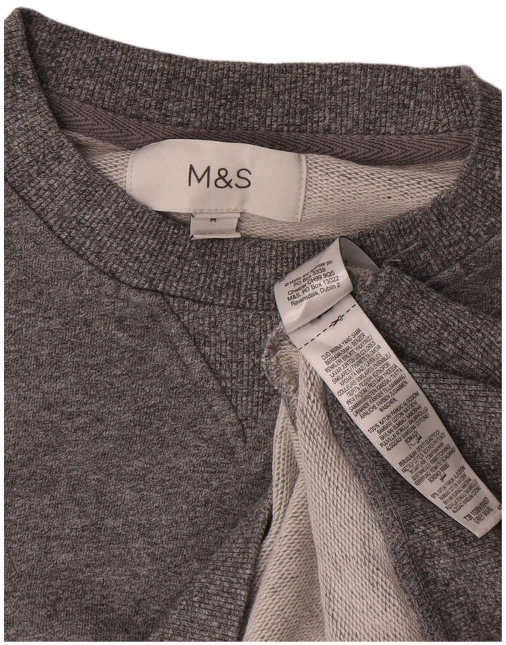 Marks & Spencer Męski sweter z bluzą, średnioszary, bawełniany w cętki