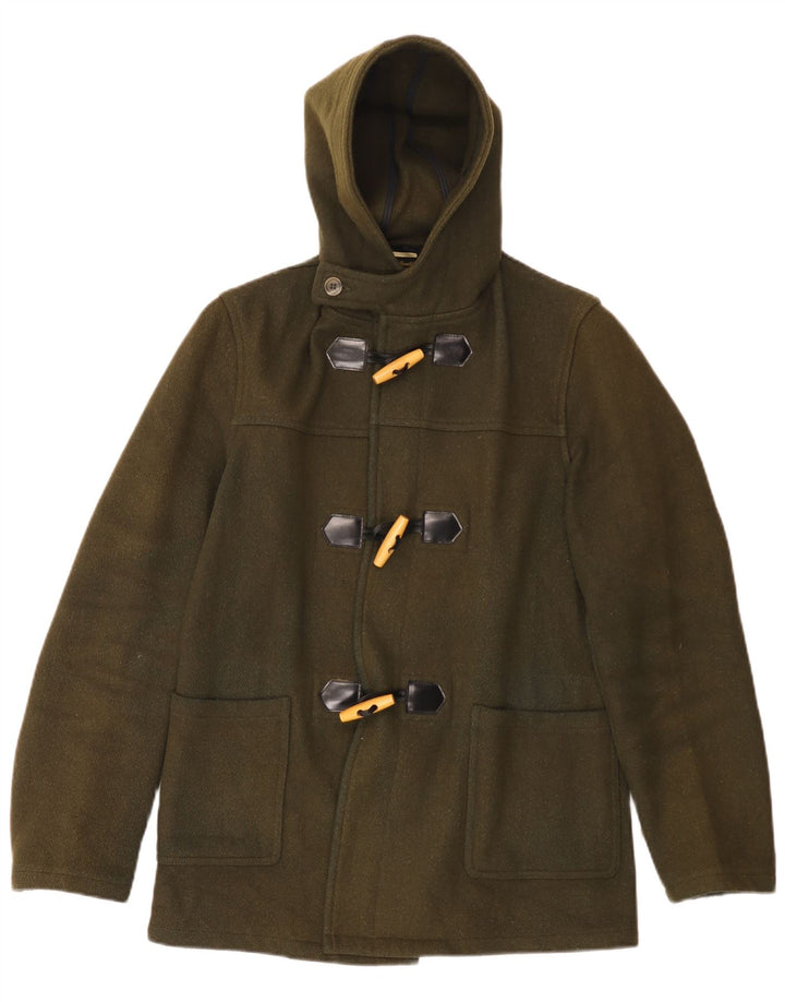 Vintage męska kurtka z kapturem UK 38, średnia wełna khaki