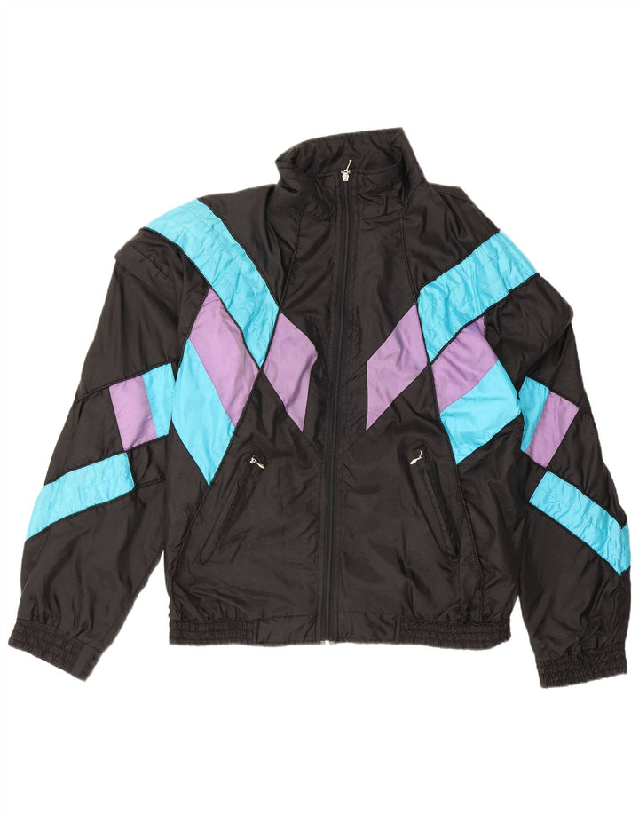 Męska kurtka dresowa w stylu vintage XL, czarna, z blokami kolorów, poliamid