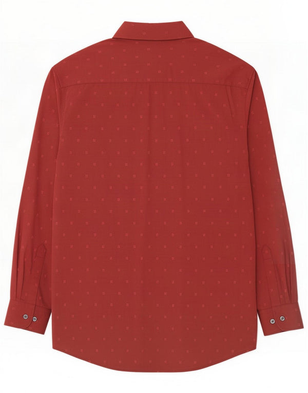 Canda Mens By C&A Shirt Size 39 40 Medium Burgundy Spotted Viscose