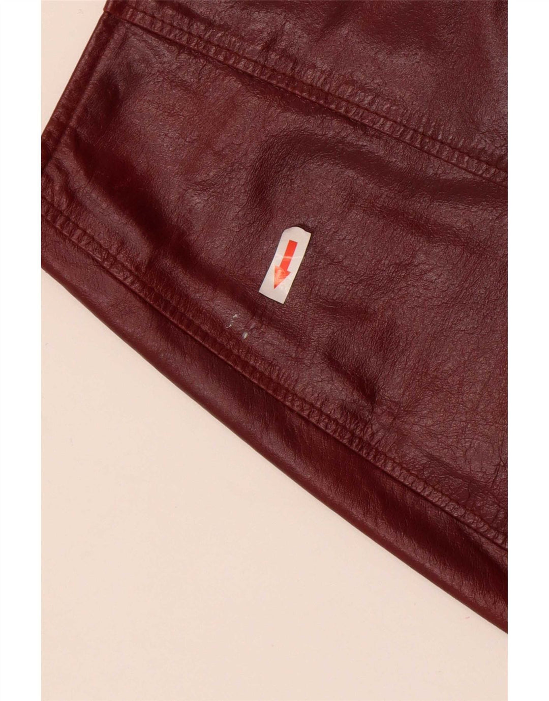 Conbipel Damska mini skórzana spódnica IT 44 Medium W27 Bordowa skóra