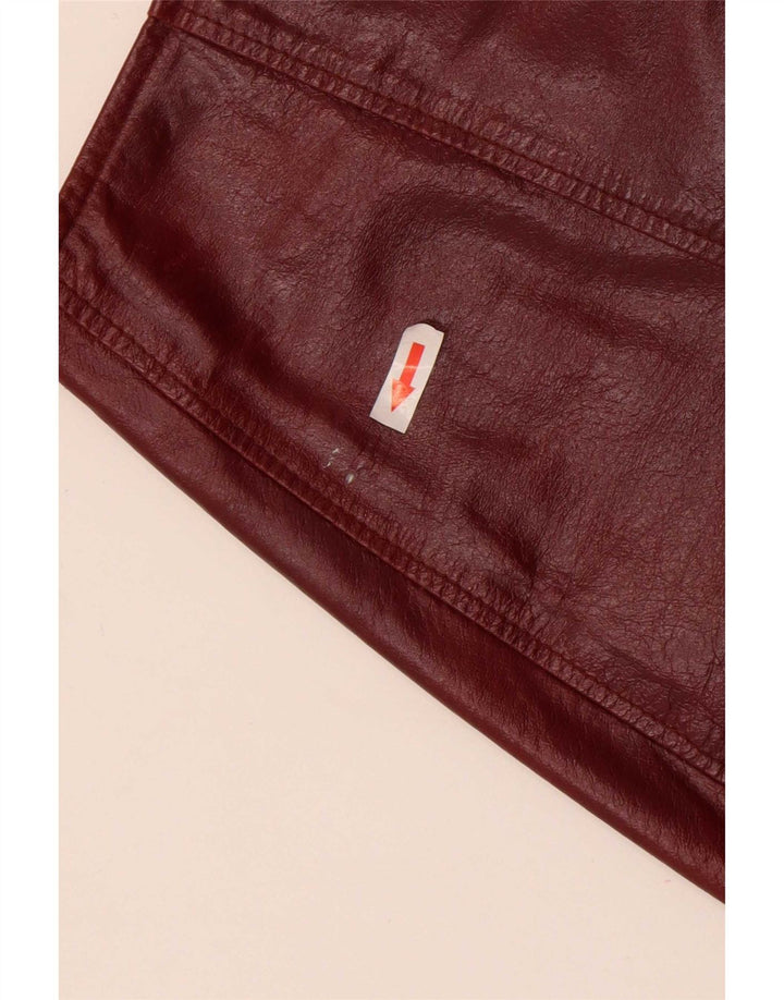 Conbipel Damska mini skórzana spódnica IT 44 Medium W27 Bordowa skóra
