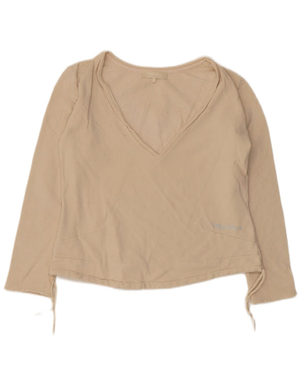 Top damski Max Mara z długim rękawem, UK 10, mały, beżowy, bawełniany